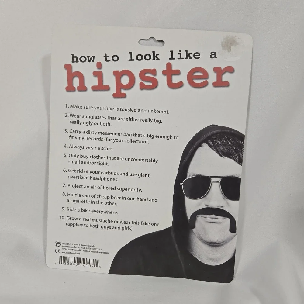 Accoutrements Costume Mustache Hipster | New Old stock New with Blemish